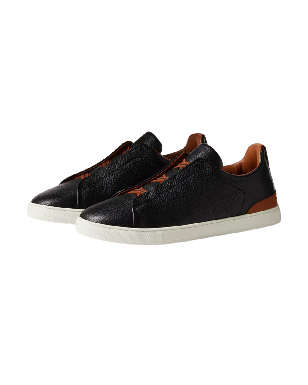 Tenis Zegna Triple Stitch en piel de ciervo y piel negros